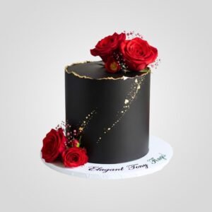 Black Cake with red roses
