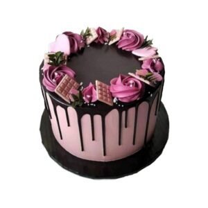 Pink Chocolate Drip Cream Cake