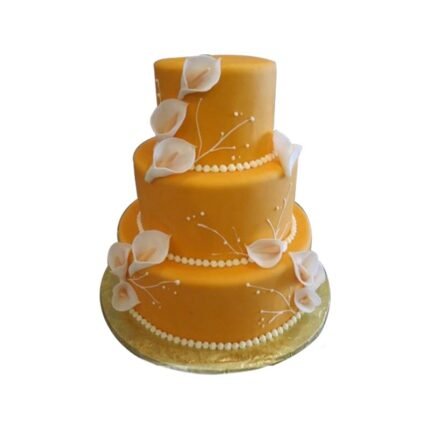 Orange 3 Tier Fully Fondant Cake