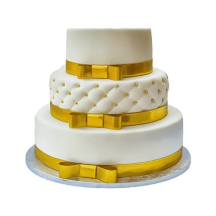 3 Tier Classic White Gold Cake