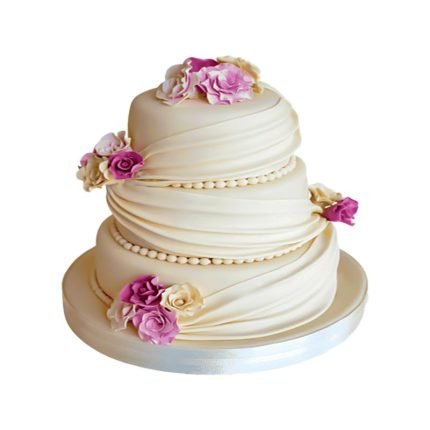 3 Tier Floral Wedding Cake-2