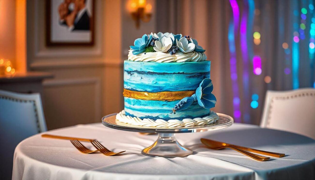 Blue White Gold Cake