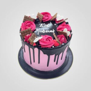 Pink and black drip Cake