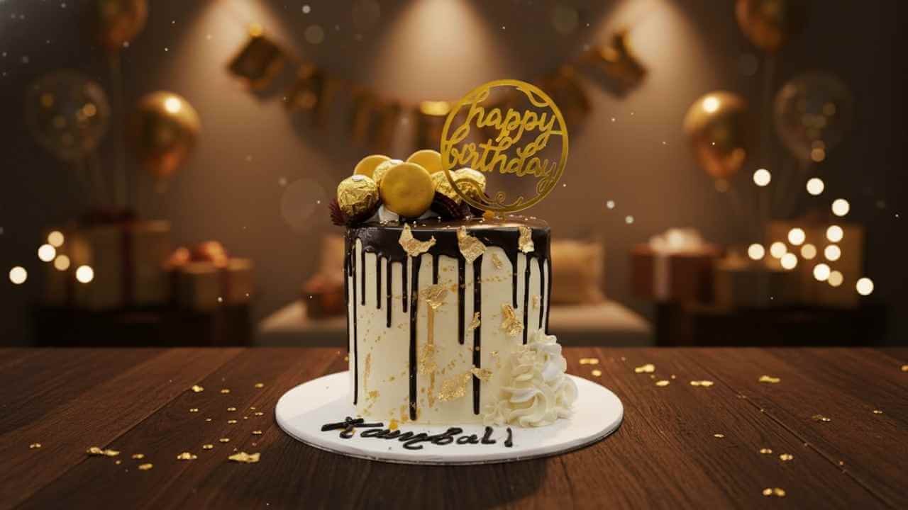 Black and Gold Drip Cake