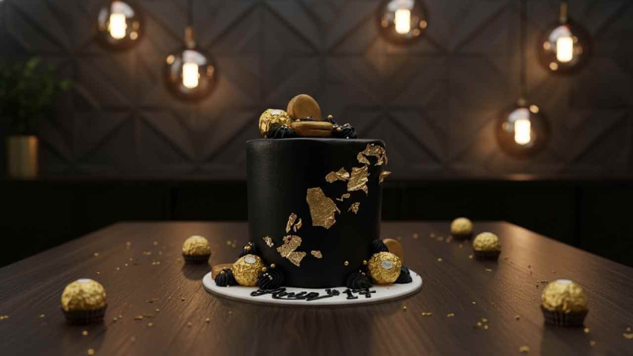 Black and Gold Leaf Cake
