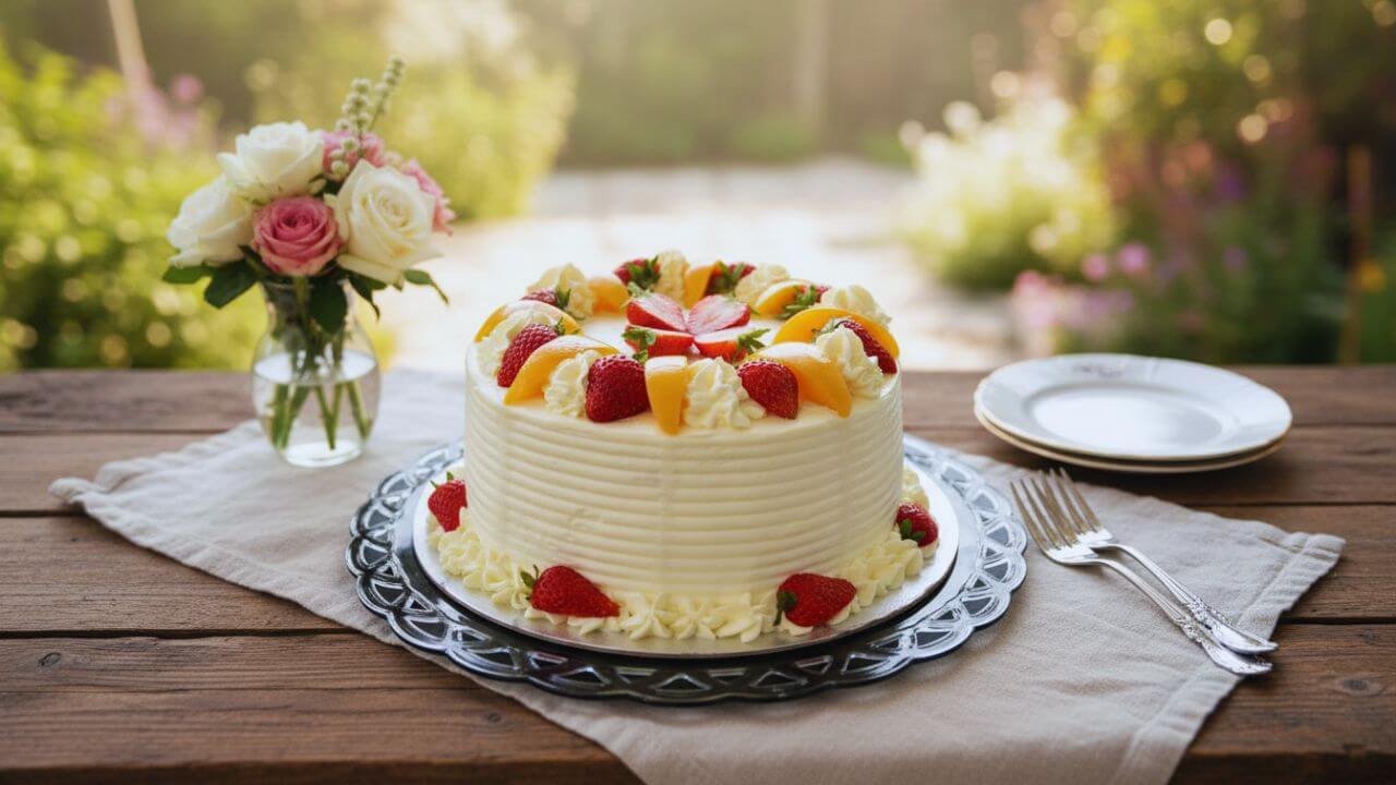 Delightful Strawberry Orange Fruit Cake