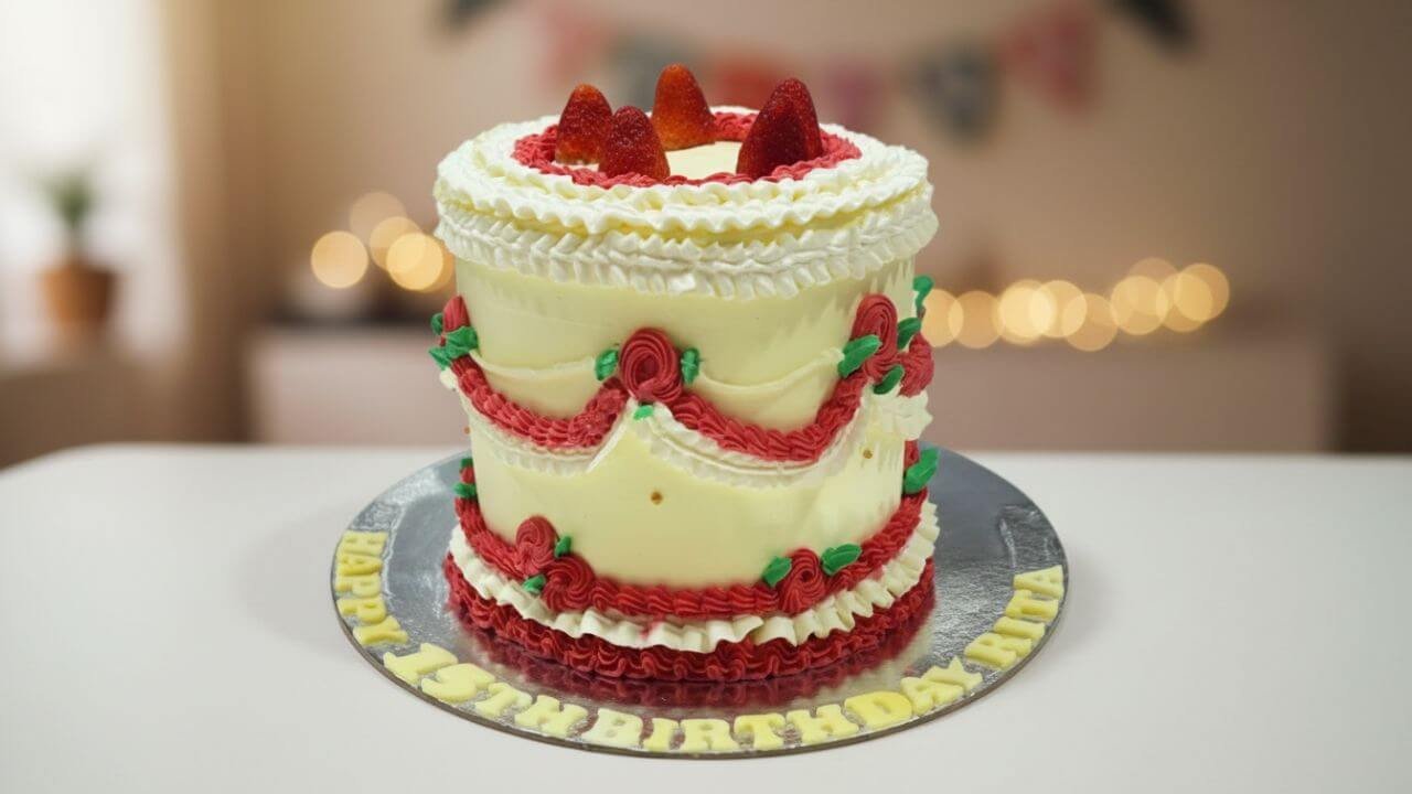 Vintage Strawberry Cake