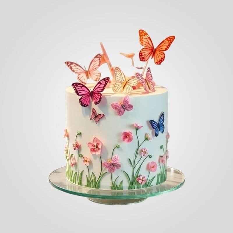 Cherry Pattern Cake (1) Butterfly Garden Cake