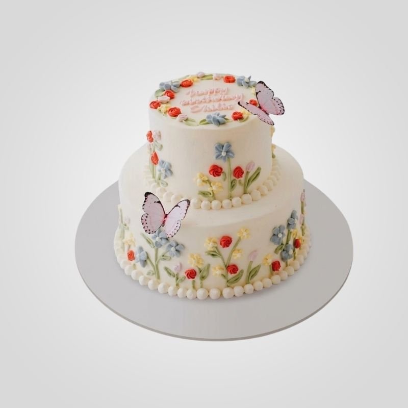 Two-Tier Korean Aesthetic Butterfly Cake Two-Tier Korean Aesthetic Butterfly Cake