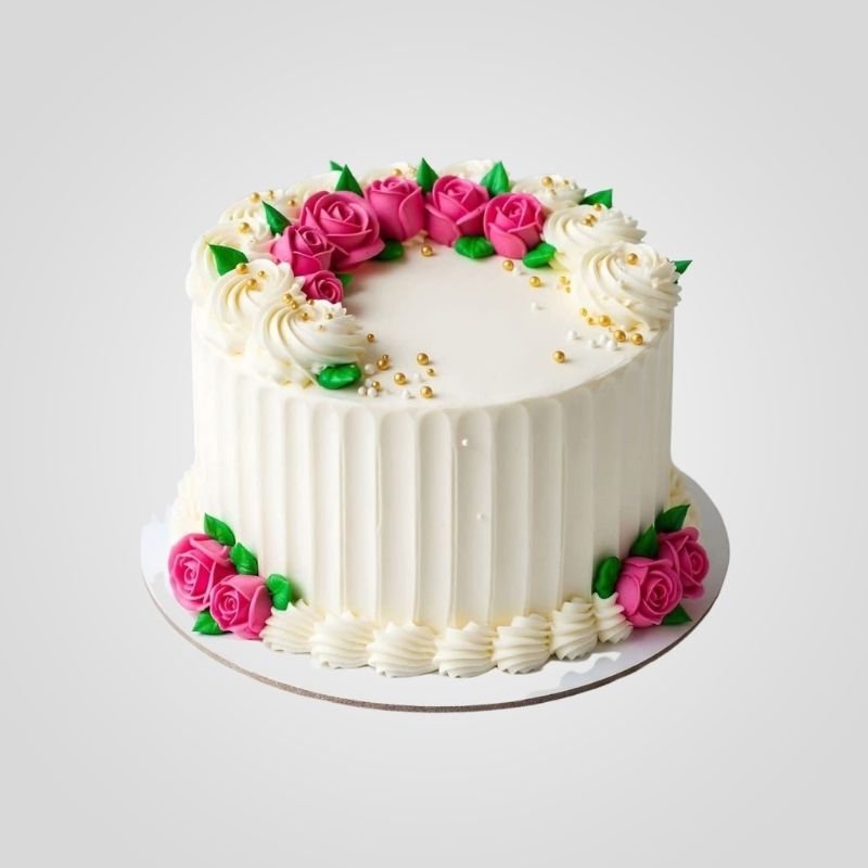 Floral Heart Wreath Cake (1) Elegant Rose Crescent Cake