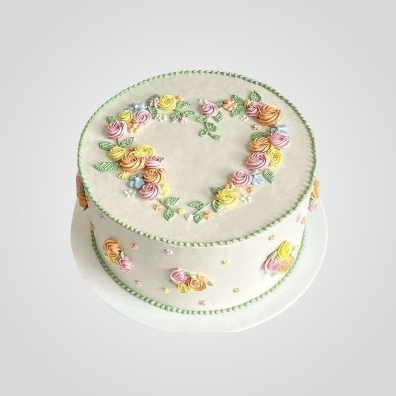 Floral Heart Wreath Cake Floral Heart Wreath Cake