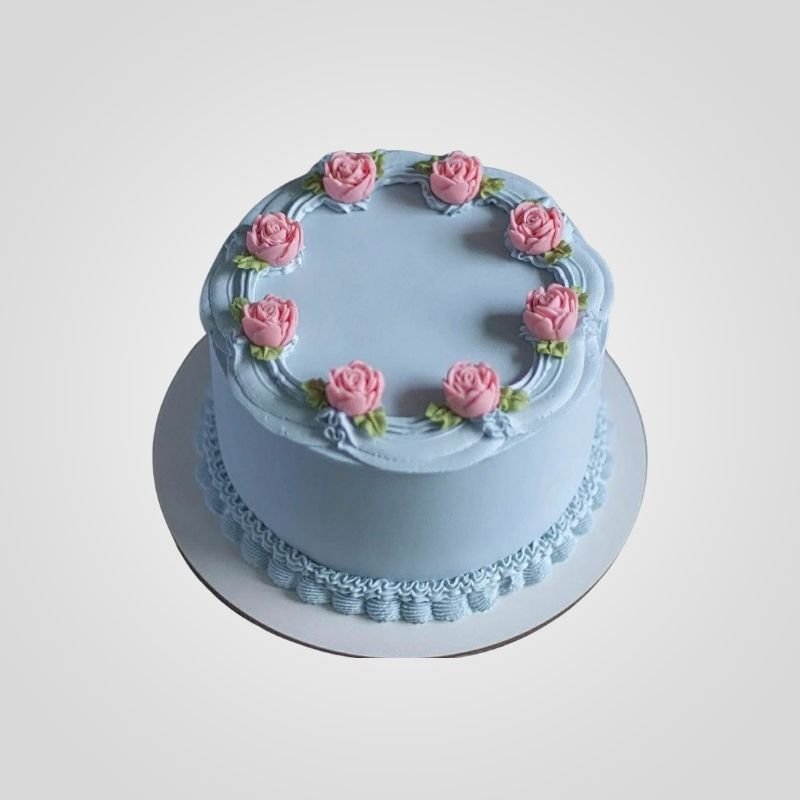 Korean Retro Blue Rose Cake Korean Retro Blue Rose Cake