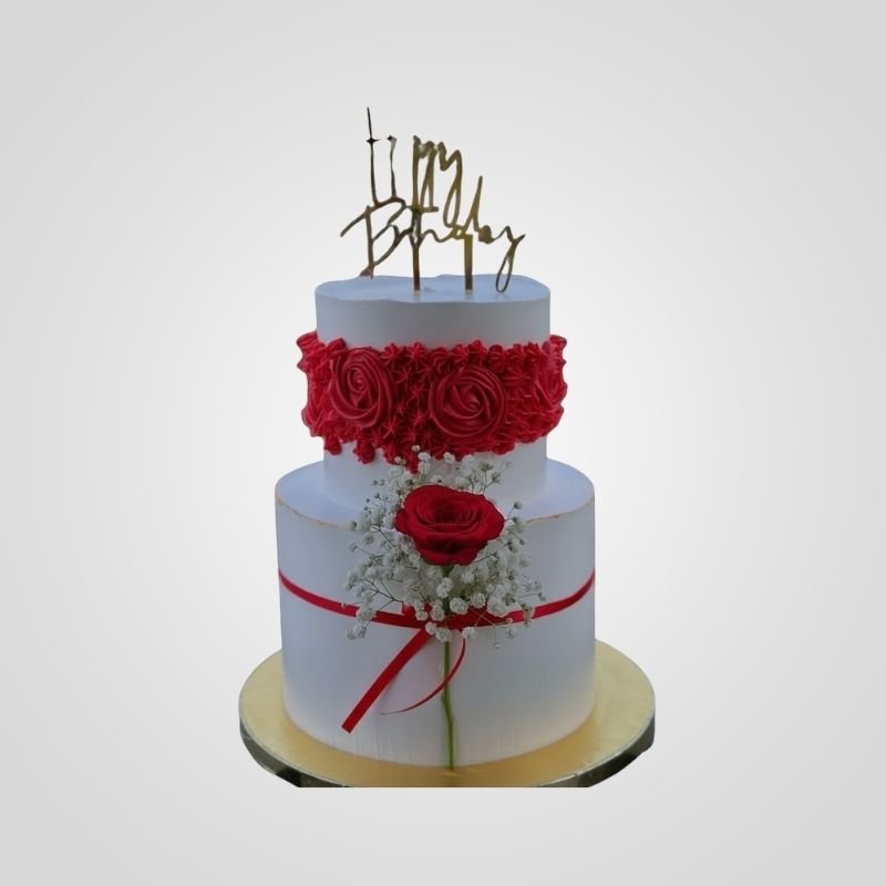 _Red rosette wedding anniversary cake Red rosette wedding anniversary cake