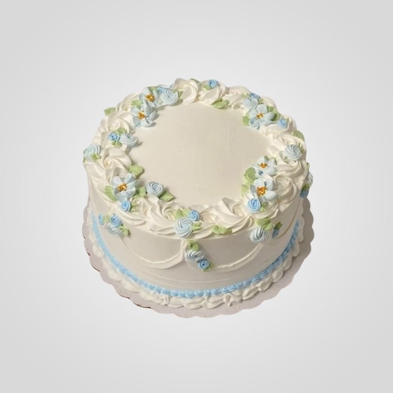 Retro Blue Floral Swirl Cake Retro Blue Floral Swirl Cake