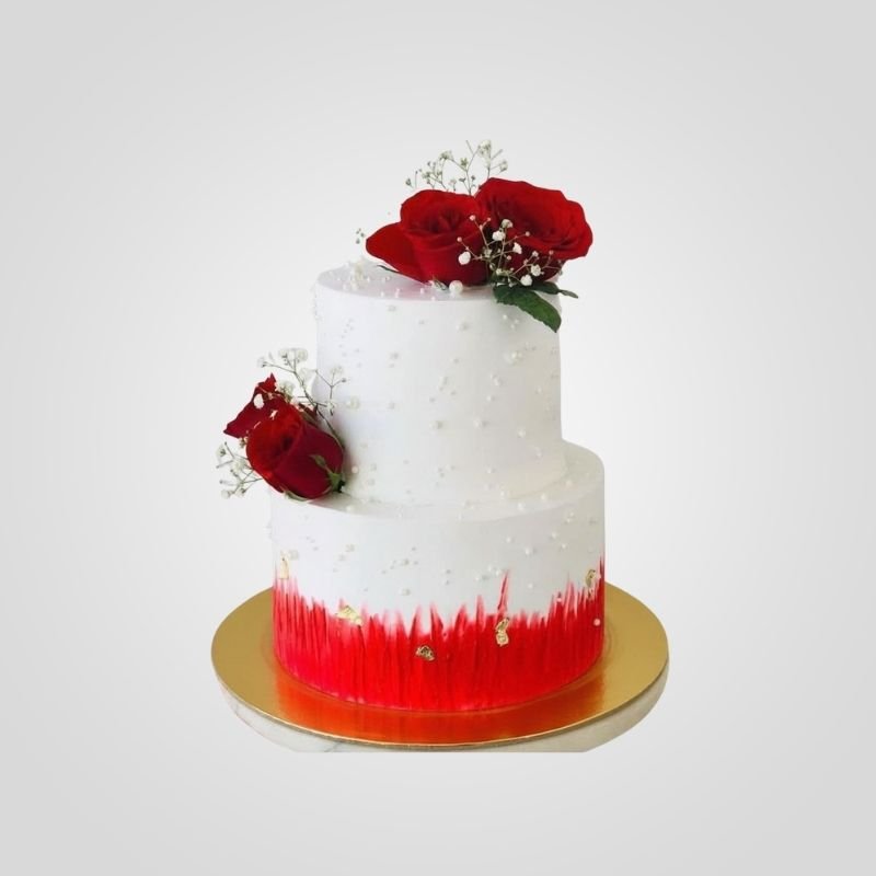 The Two-Tier Crimson Elegance Cake The Two-Tier Crimson Elegance Cake