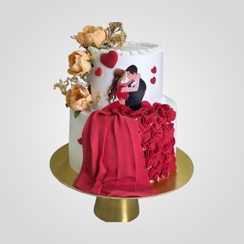 Two-Tier Romantic Couple Fondant Dress Cake Two-Tier Romantic Couple Fondant Dress Cake