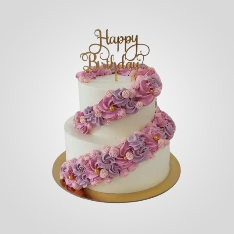 Two-Tier Rosette Cascade Cake Two-Tier Rosette Cascade Cake