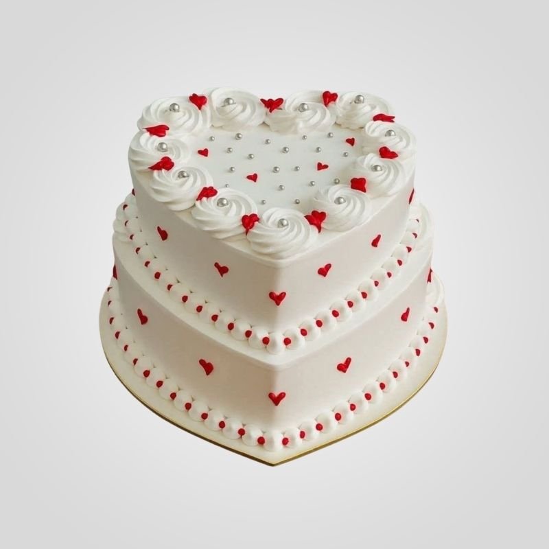 Two-Tier Vintage Heart Lambeth Cake Two-Tier Vintage Heart Lambeth Cake