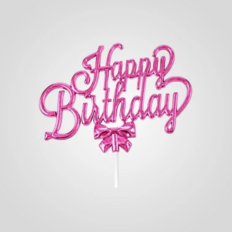 Pink Happy Birthday Cake Topper