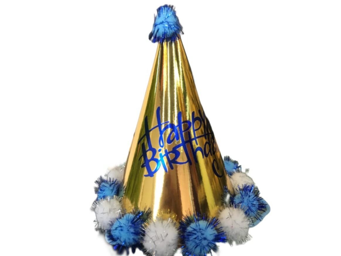Gold & Blue HBD Party Hat
