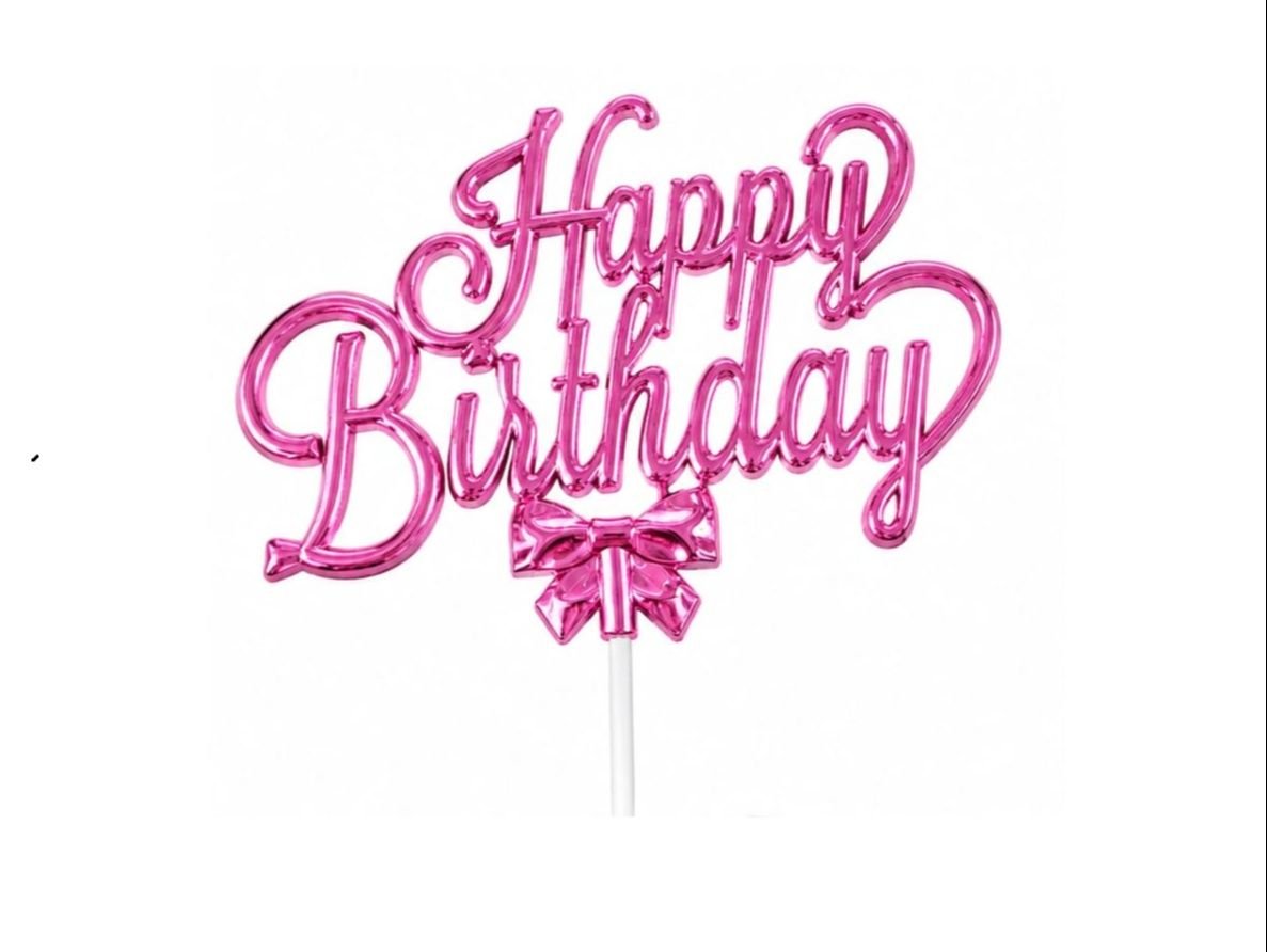Pink Happy Birthday Cake Topper