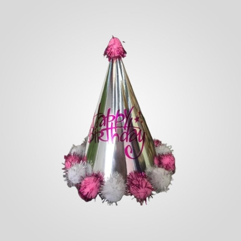 Silver & Pink HBD Party Hat